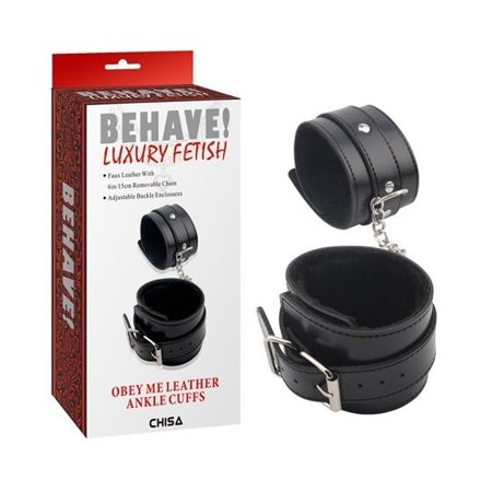 Behave! Obey Me Leather Ankle Cuffs