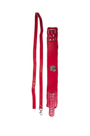 Collar TOYFA, PU leather, red, 43 cm