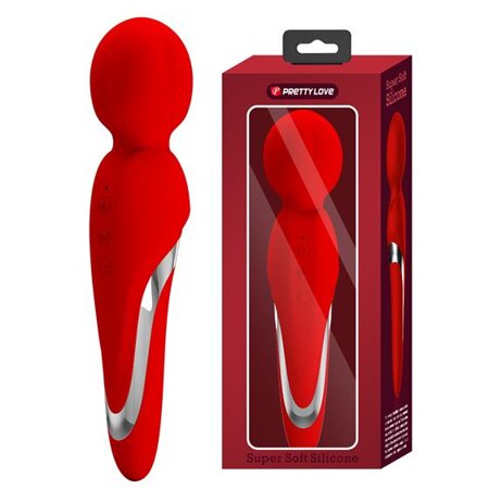 Squishy Head Wand Massager, 7 Functions of Vibration, 5 Levels of Intension, RED