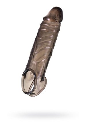 ToyFa XLover, Penis sleeve, for enlargement, TPE, transparent black, 15,5 cm